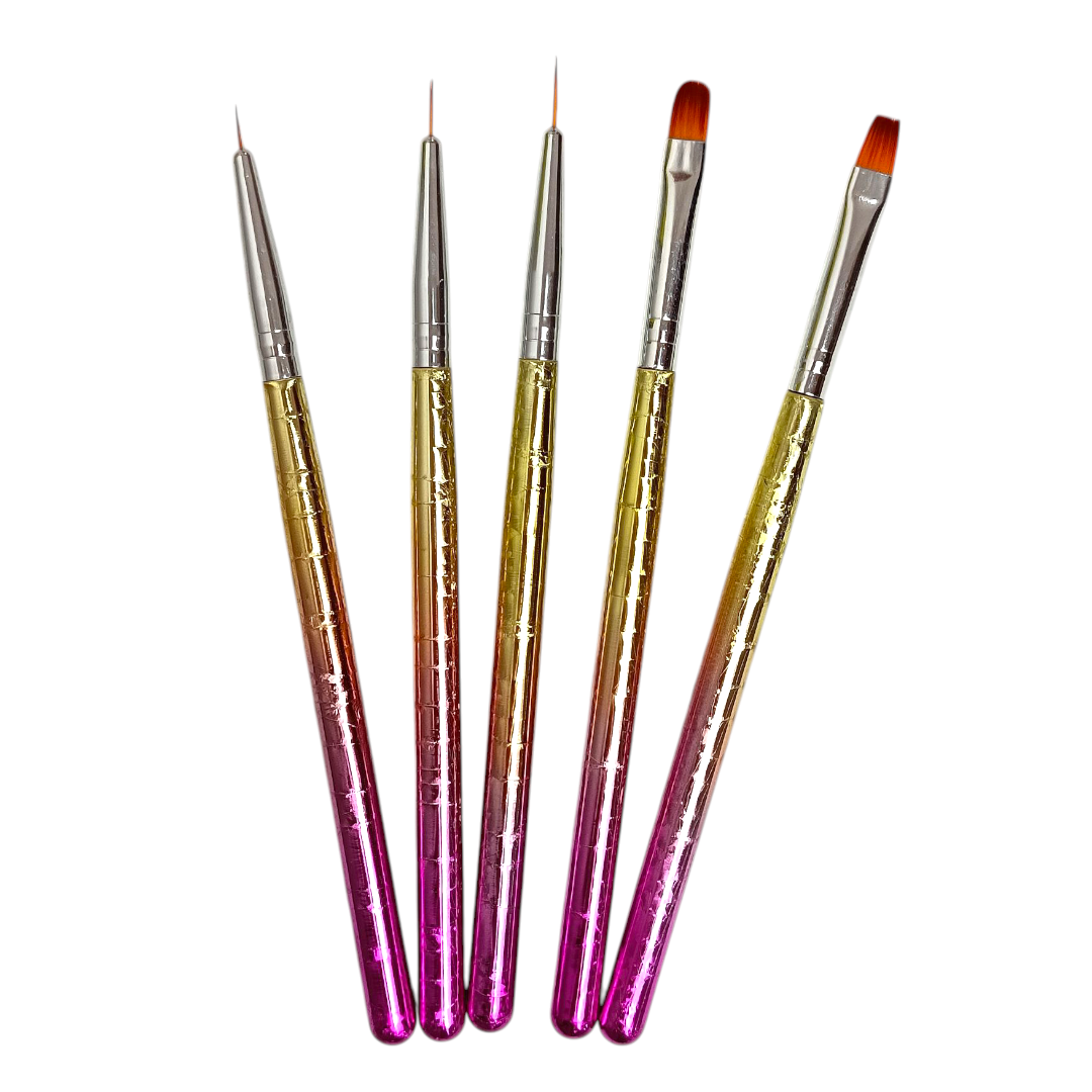 Pinceaux onglerie 5pcs rose doré