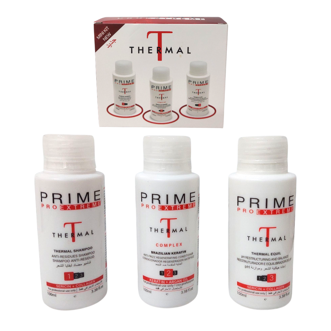 Kit prime thermal 3pcs shampoing,keratine,mask