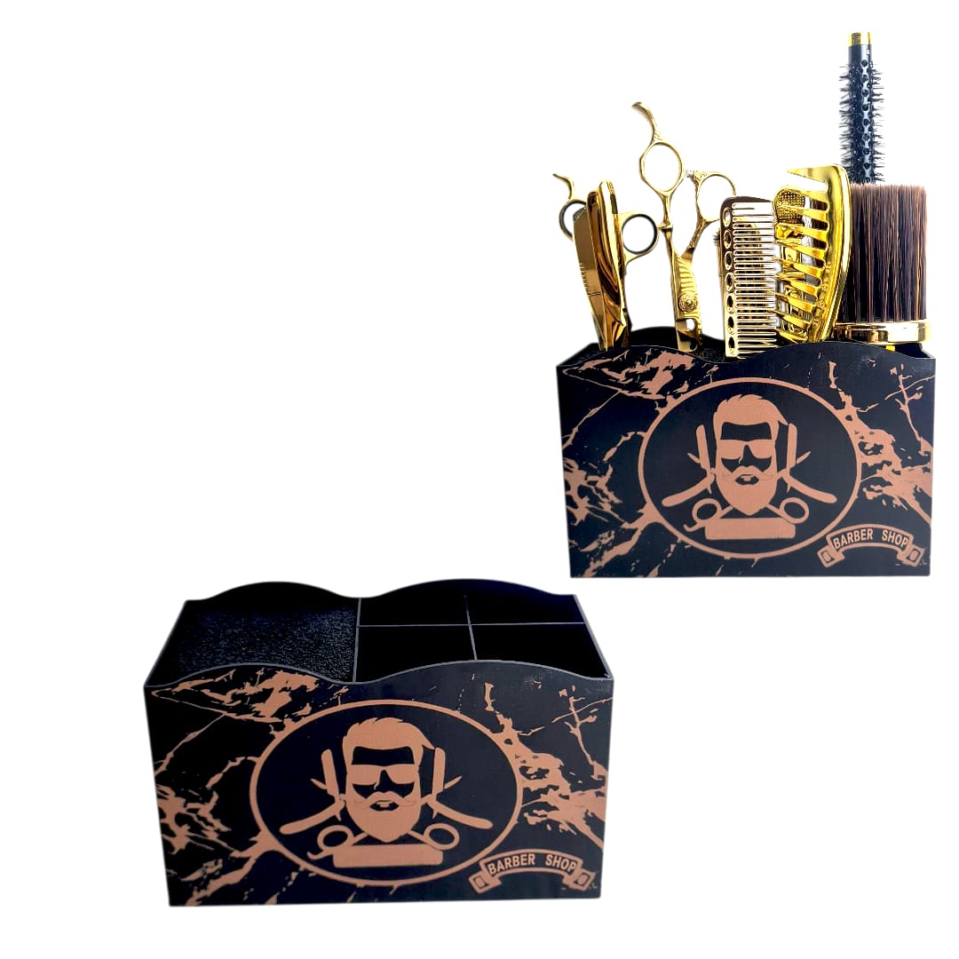 Support materiel Barber shop en plastique noir 01