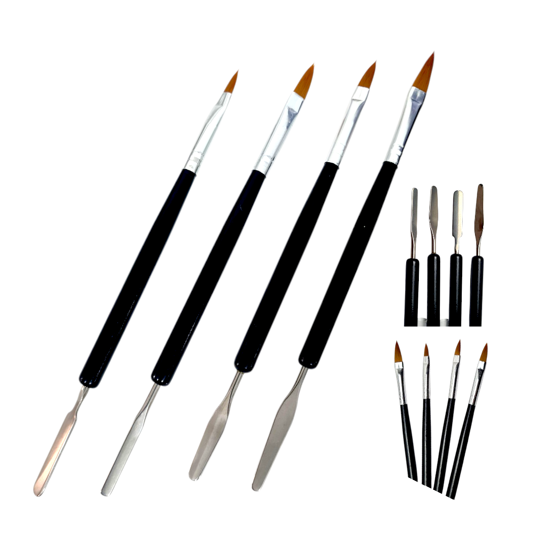Pinceau Spatule Acrylic BLACK 2in1 4pcs