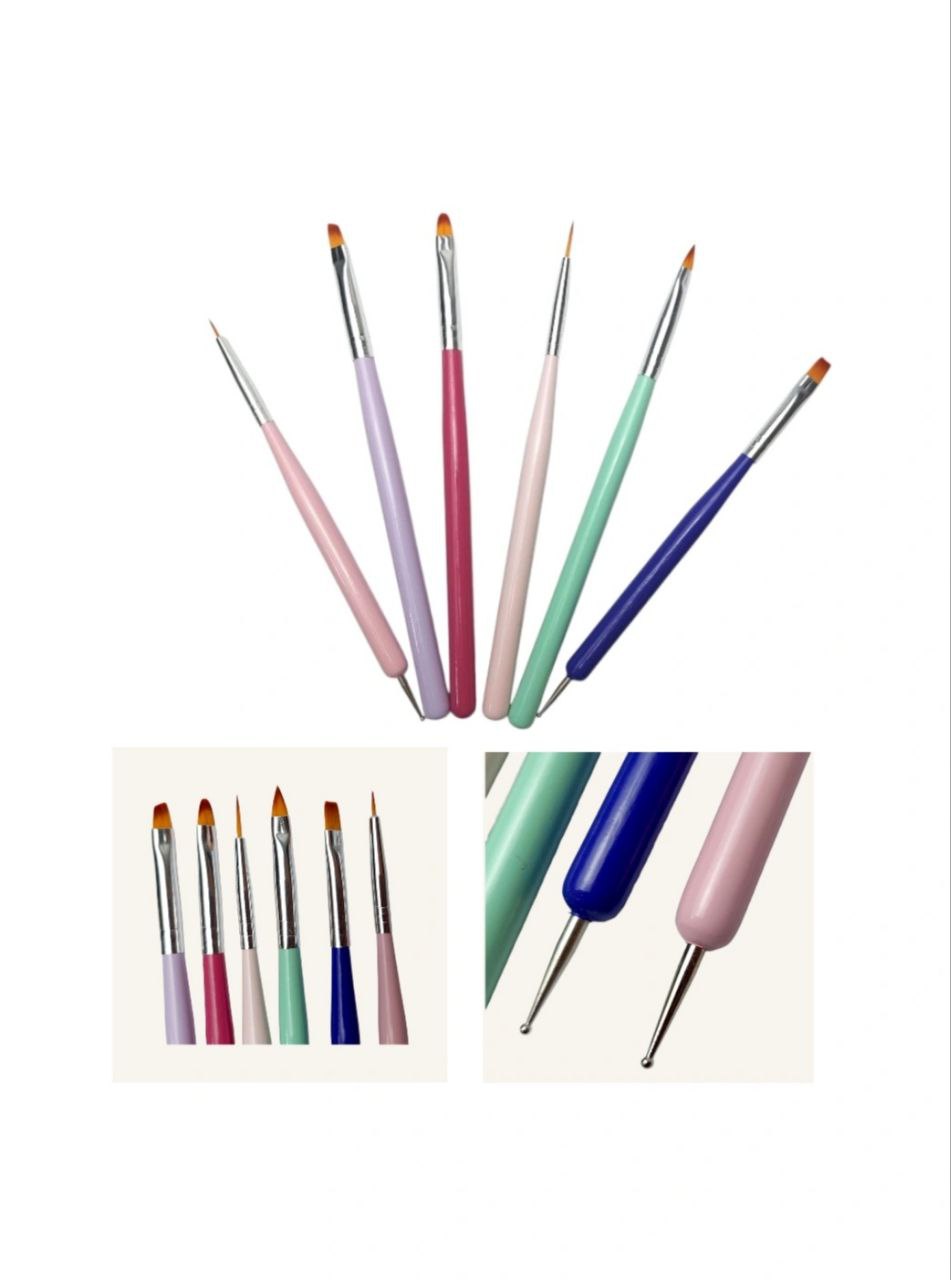 Pinceau Onglerie Couleurs 6pcs