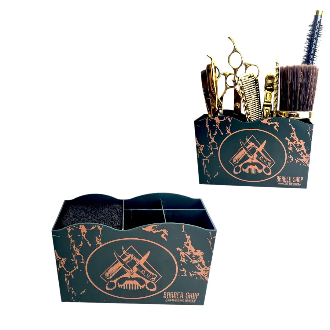 Support materiel Barber shop en plastique vert 01