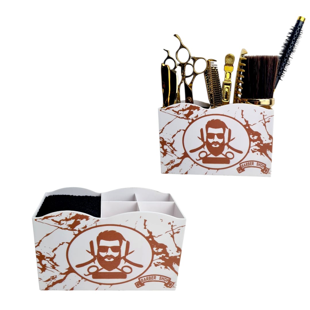 Support materiel Barber shop en plastique blanc 02